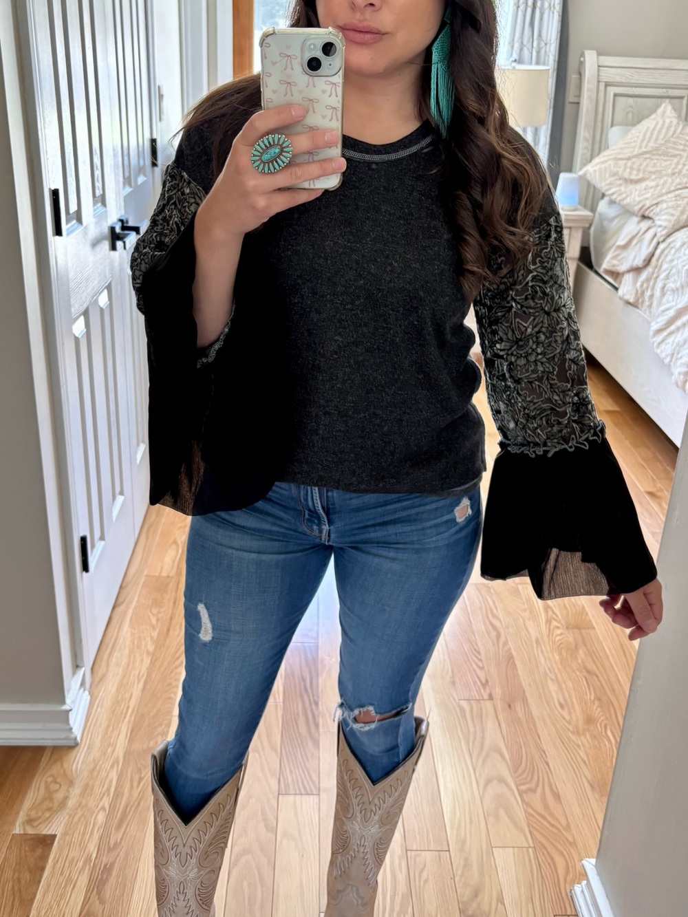Mystree burnout velvet boho top